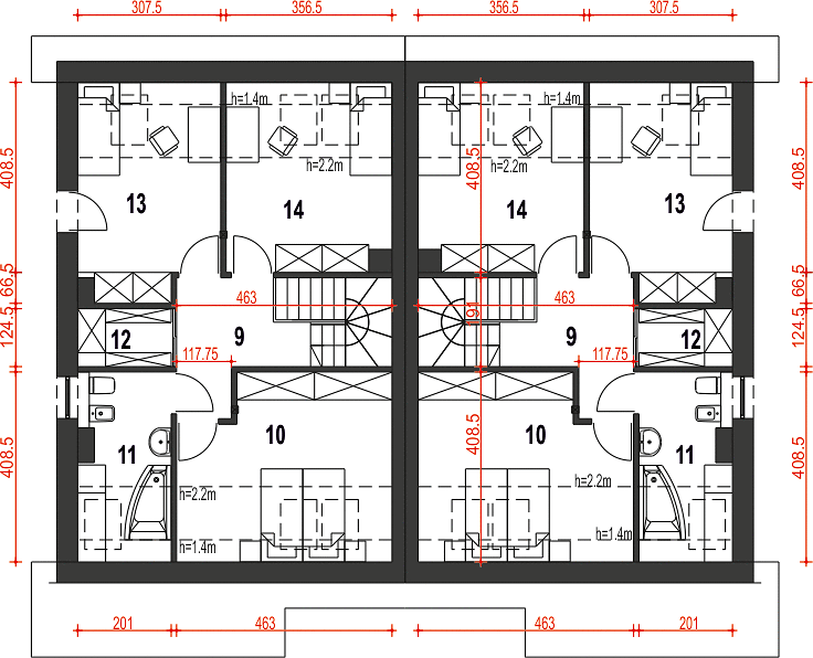 План 2 этажа дома KHG-2186-75 План 2 этажа дома KHG-2186-75